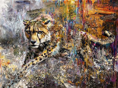 2Wild - A LESSON IN FOCUS - MIXED MEDIA ON PANEL - 36 X 48