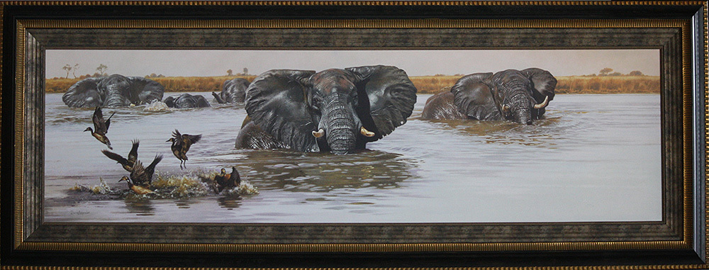 David Langmead - CHOBE RIVER CROSSING - GICLEE - 24 X 82