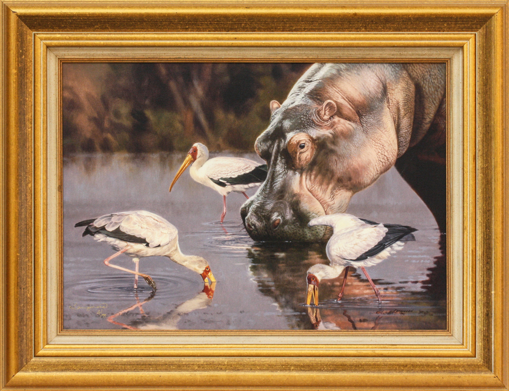 David Langmead - HOBNOBBING HIPPO - GICLEE - 17 X 25