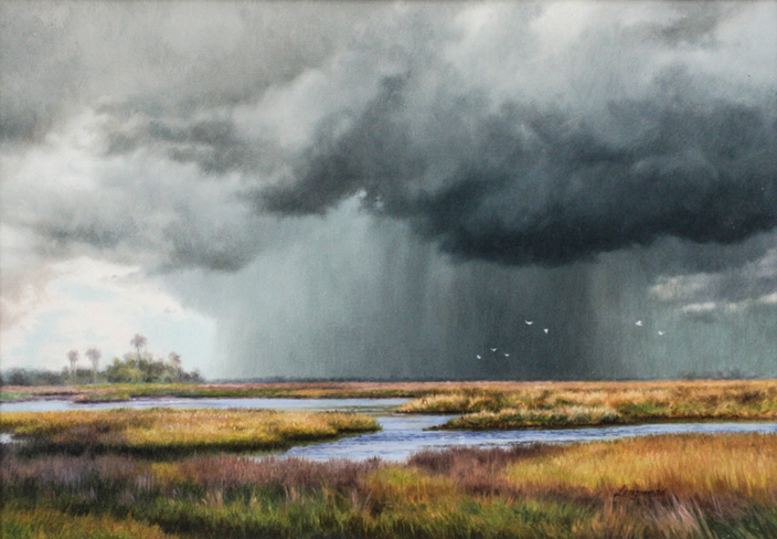 David Langmead - DISTANT STORM - OIL ON PANEL - 12 X 17