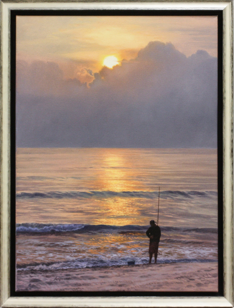 David Langmead - FISHING ON HEAVEN'S SHORE - OIL ON CANVAS - 22 X 16 1/8