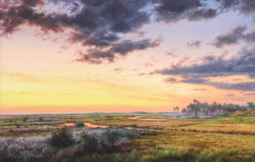 David Langmead - SAWGRASS SUNSET - OIL ON CANVAS - 15 1/4 X 23 1/2