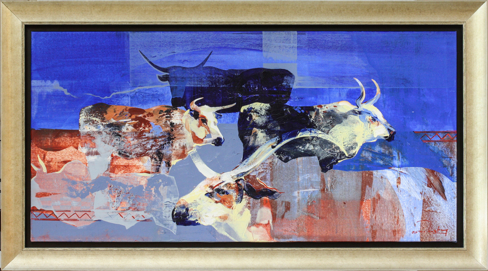 Derric van Rensburg - NGUNI - ACRYLIC ON CANVAS - 26 1/2 X 53