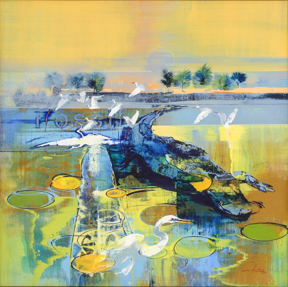 Derric van Rensburg - EVERGLADES DUSK - ACRYLIC ON CANVAS - 49 X 49