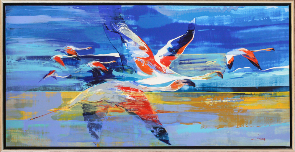 Derric van Rensburg - FREQUENT FLYERS - ACRYLIC ON CANVAS - 36 X 72