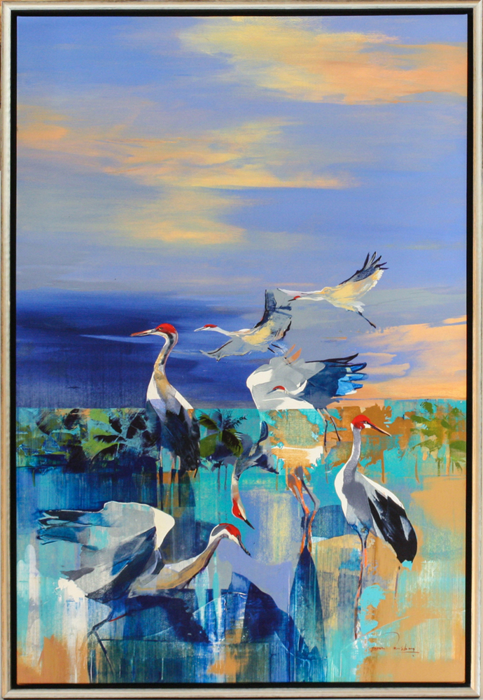 Derric van Rensburg - BLUE DUSK FLIGHT - ACRYLIC ON CANVAS - 60 X 40