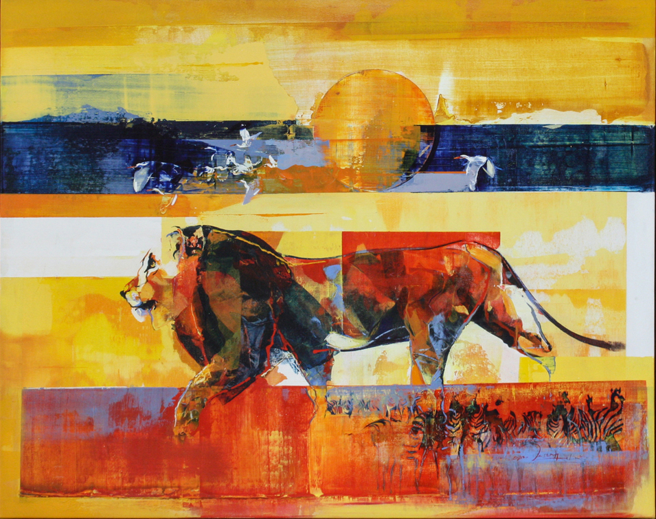 Derric van Rensburg - SUNSET AWAKENING - ACRYLIC ON CANVAS - 47 X 59