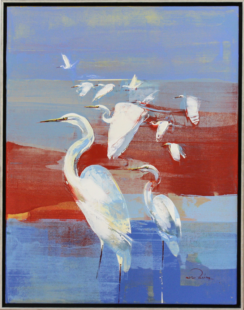 Derric van Rensburg - WINTER ARRIVALS II - ACRYLIC ON CANVAS - 43 1/8 X 33 1/4