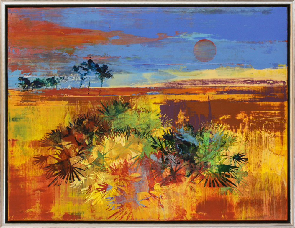 Derric van Rensburg - COLOURFUL WETLANDS - ACRYLIC ON CANVAS - 38 1/2 X 50 1/4