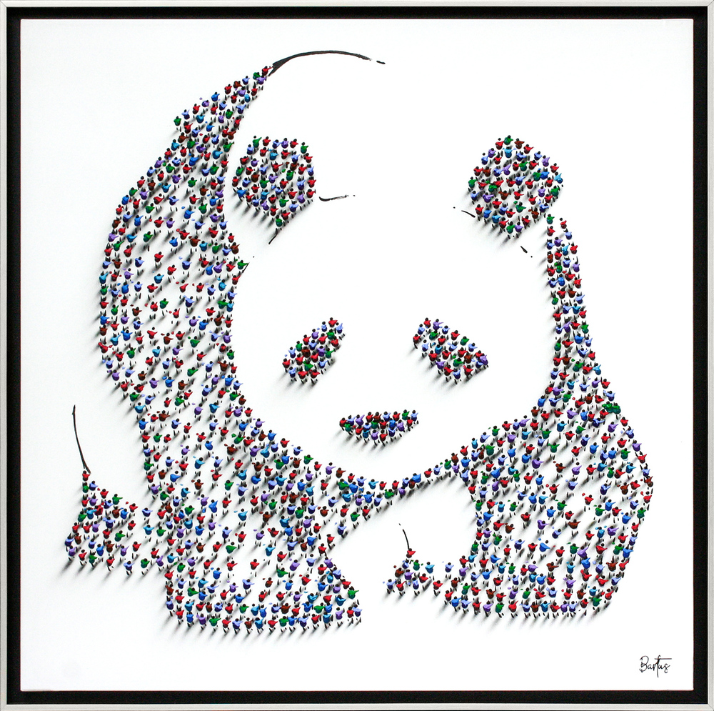 Francisco Bartus - PANDA - MIXED MEDIA ON CANVAS - 40 X 40