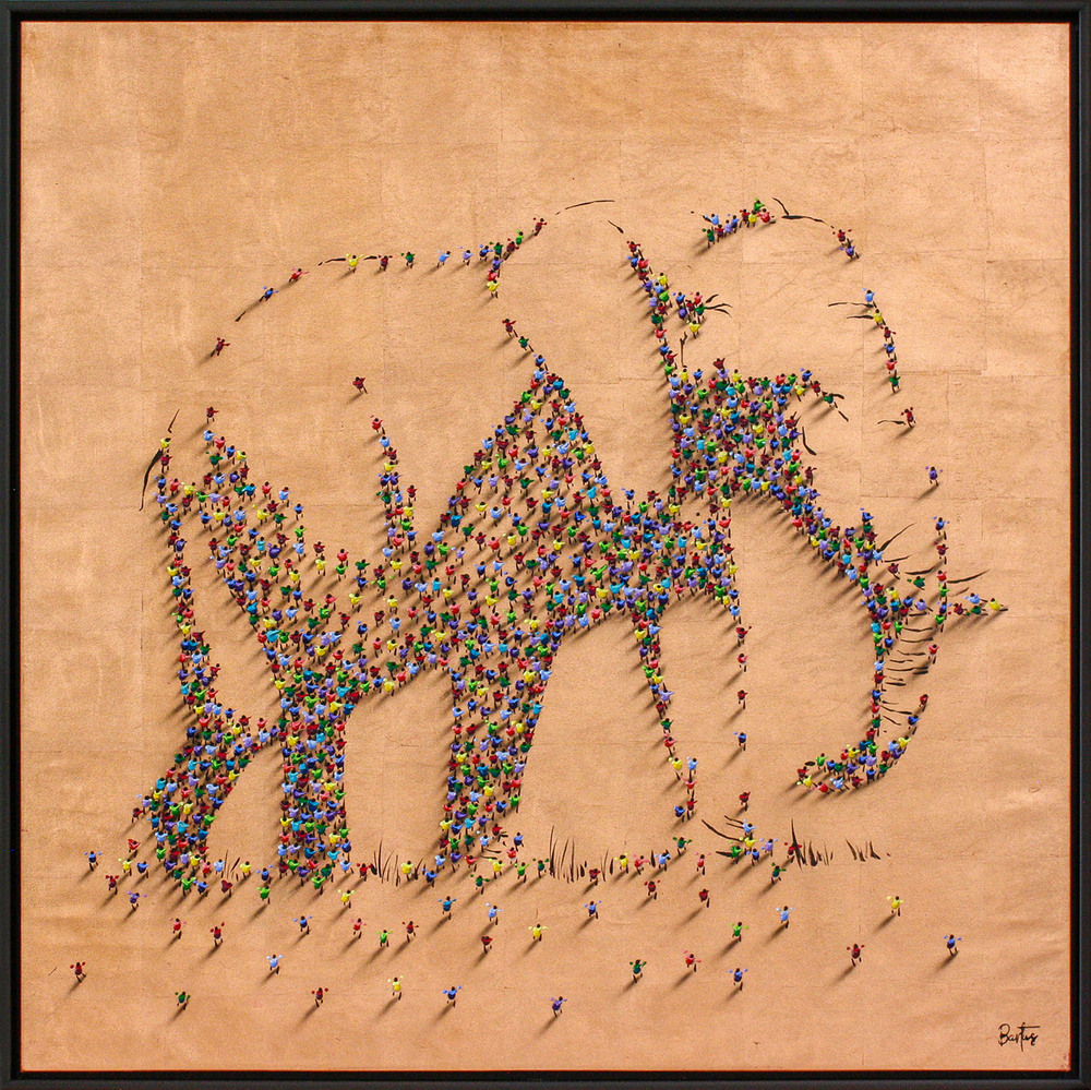 Francisco Bartus - ELEPHANT - COPPER LEAF - MIXED MEDIA ON CANVAS - 47 X 47