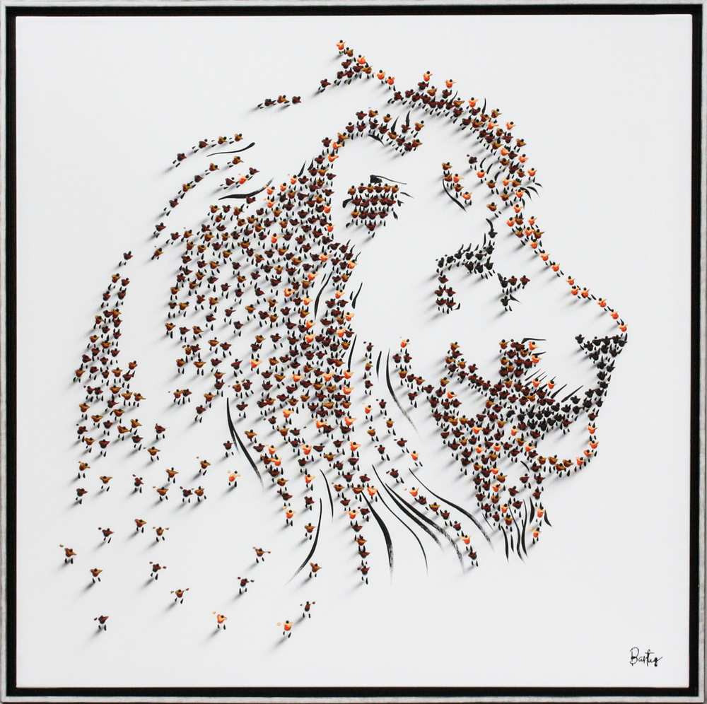 Francisco Bartus - LION - MIXED MEDIA ON CANVAS - 40 X 40