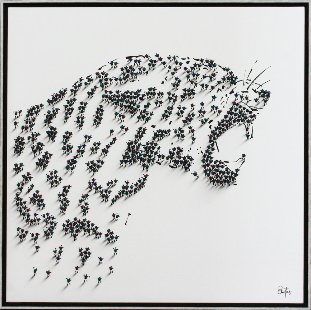 Francisco Bartus - LEOPARD - MIXED MEDIA ON CANVAS - 40 X 40