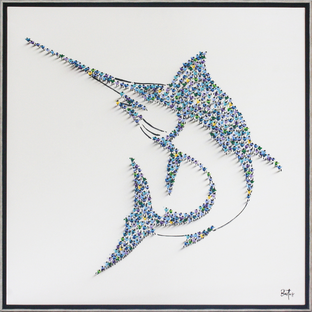 Francisco Bartus - SWORDFISH - MIXED MEDIA ON CANVAS - 40 X 40