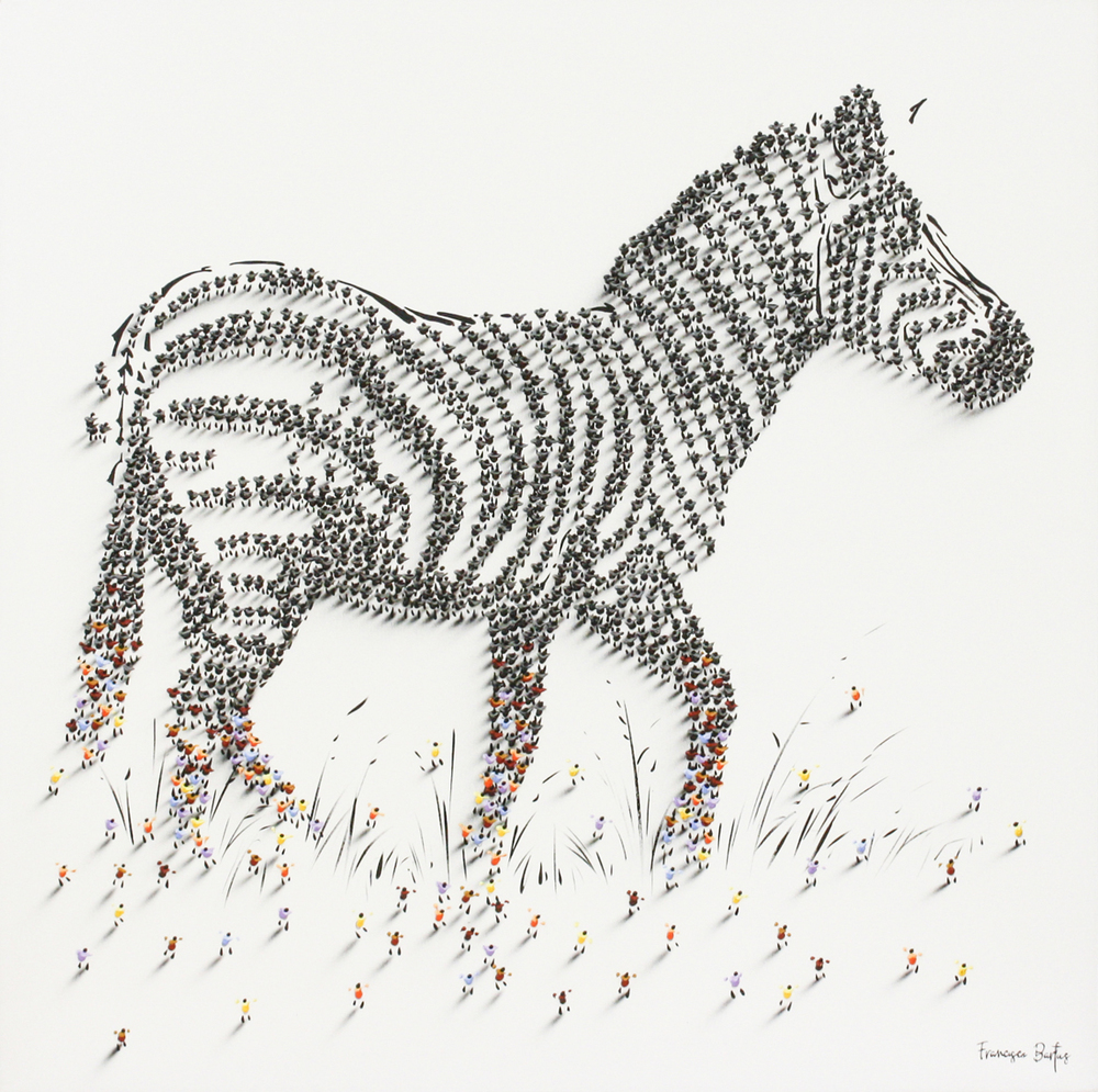 Francisco Bartus - ZEBRA - MIXED MEDIA ON CANVAS - 47 X 47