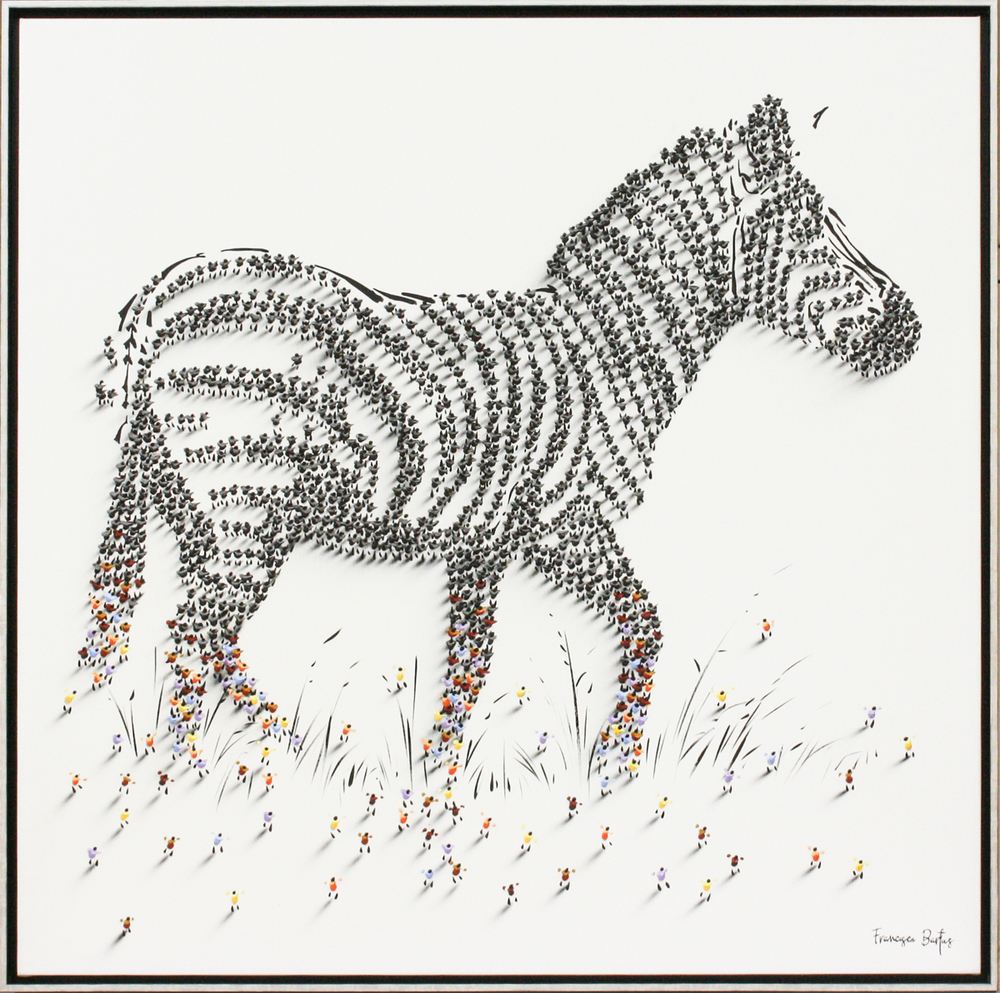 Francisco Bartus - ZEBRA - MIXED MEDIA ON CANVAS - 47 X 47