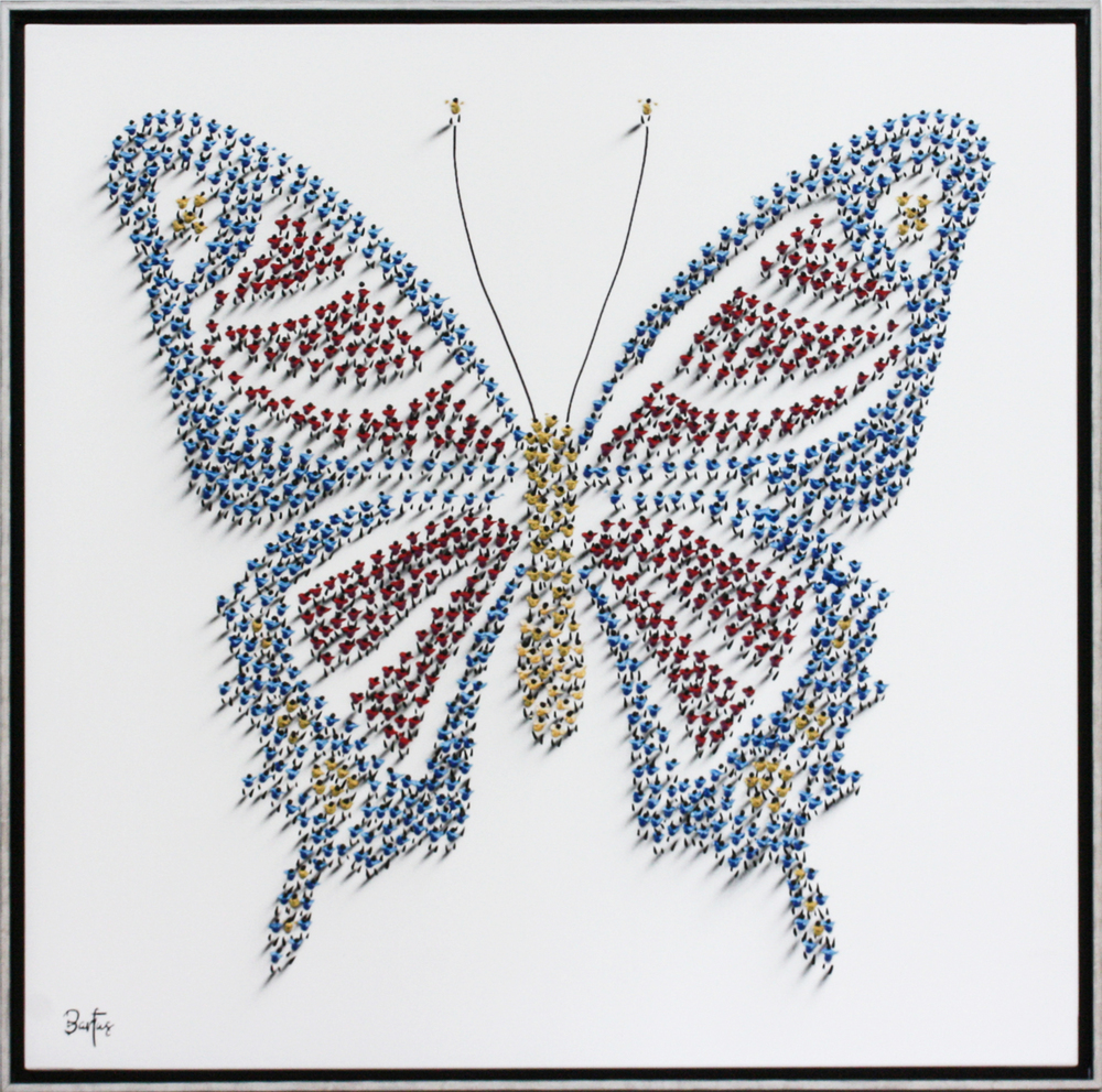 Francisco Bartus - BUTTERFLY - MIXED MEDIA ON CANVAS - 40 X 40