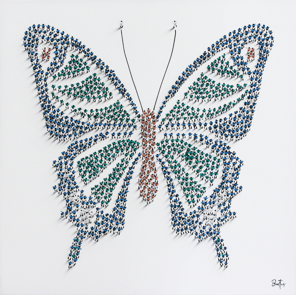 Francisco Bartus - BUTTERFLY - MIXED MEDIA ON CANVAS - 40 X 40