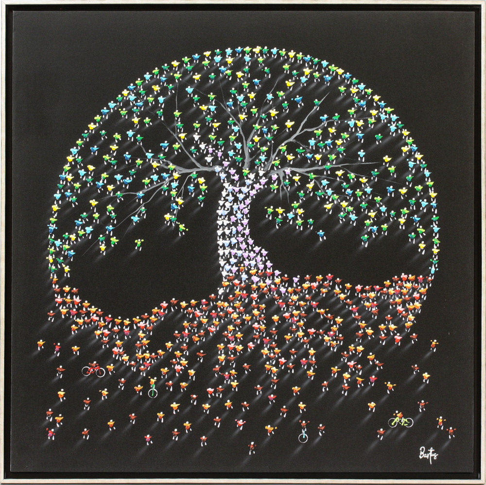 Francisco Bartus - TREE OF LIFE - BLACK BACKGROUND - MIXED MEDIA ON CANVAS - 40 X 40
