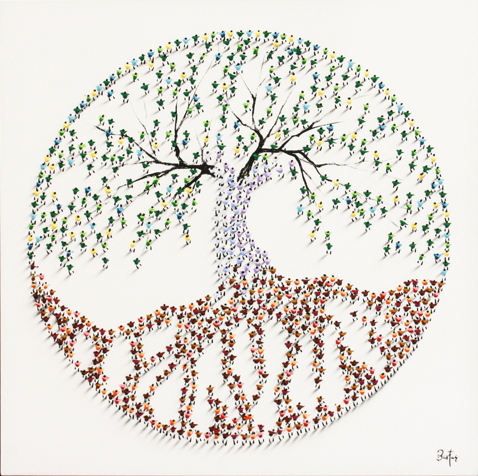 Francisco Bartus - TREE OF LIFE - MIXED MEDIA ON CANVAS - 40 X 40