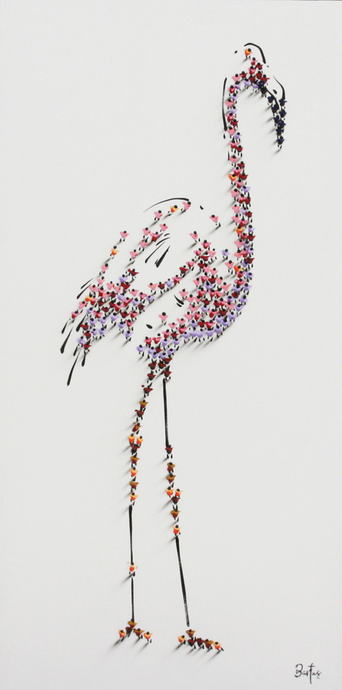 Francisco Bartus - FLAMINGO - MIXED MEDIA ON CANVAS - 47 X 24