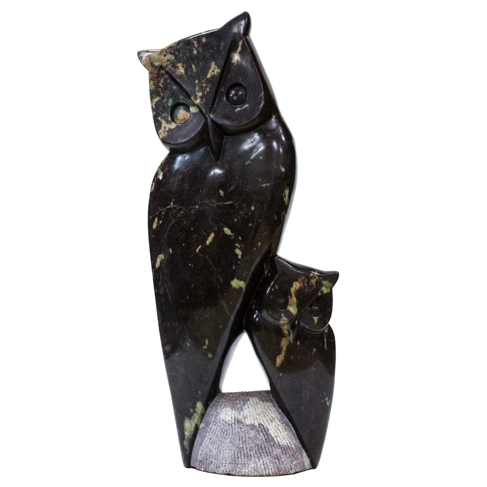 Godfrey Zonde - OWL AND BABY - COBALT - 28 X 12 X 4