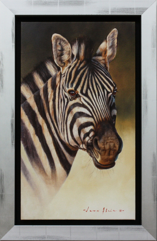 Jean Abrie - ZEBRA PORTRAIT - OIL ON CANVAS - 23 7/8 X 13 3/4