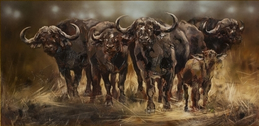 James Stroud - KEEP YOUR DISTANCE - OIL ON PANEL - 24 X 48