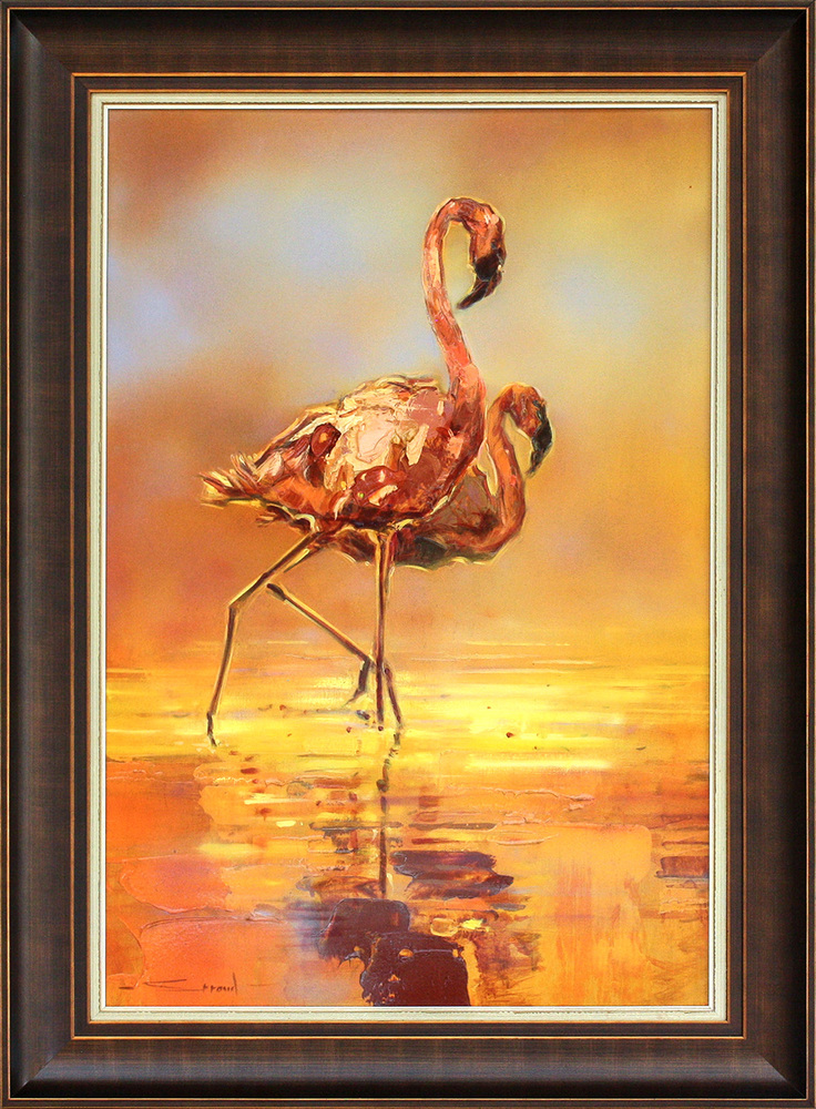 James Stroud - FLAMINGO SUNSET - OIL ON PANEL - 36 X 24