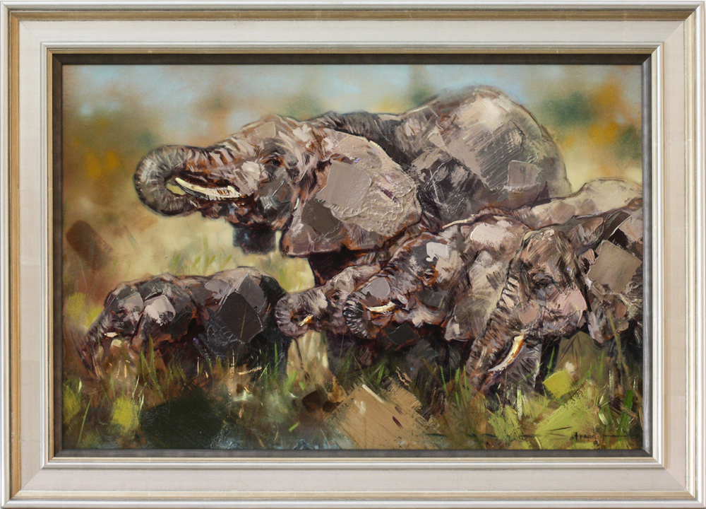 James Stroud - FAMILY AFFAIR - OIL ON PANEL - 24 X 35 7/8