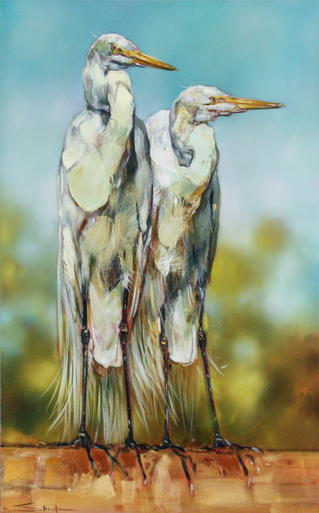 James Stroud - BEST FRIENDS - OIL ON CANVAS - 48 X 30