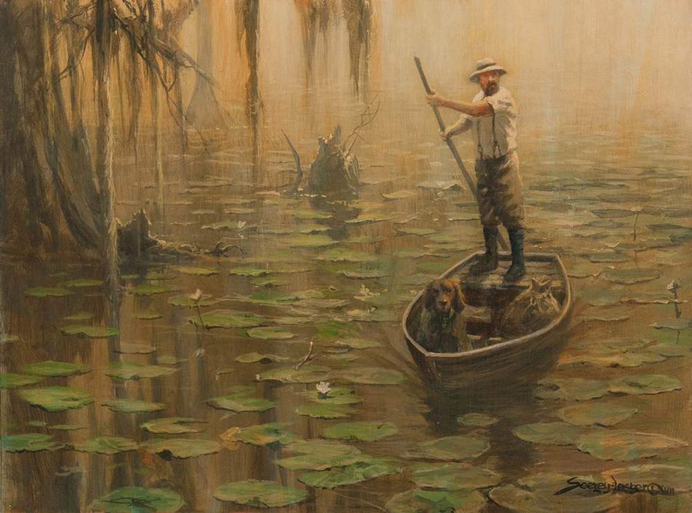 John Seerey-Lester - PUNTING WITH ASHLEY John Seerey-Lester - PUNTING WITH ASHLEY - GICLEE - 12 X 16