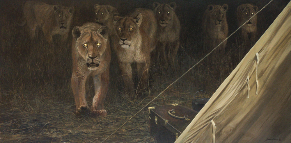 John Seerey-Lester - LADIES OF THE NIGHT - OIL ON PANEL - 24 X 48