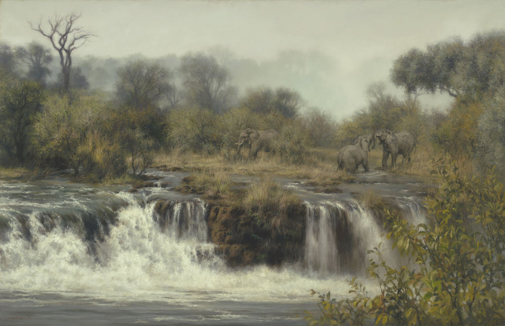 Jaco van Schalkwyk - ELEPHANTS: ZAMBEZI - GICLEE - 31 X 48