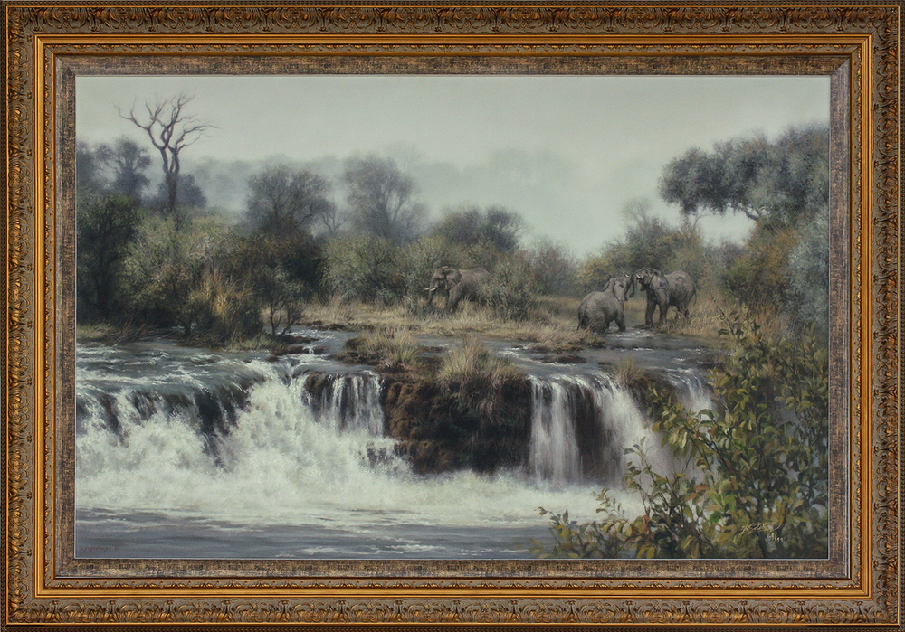 Jaco van Schalkwyk - ELEPHANTS: ZAMBEZI - GICLEE - 31 X 48