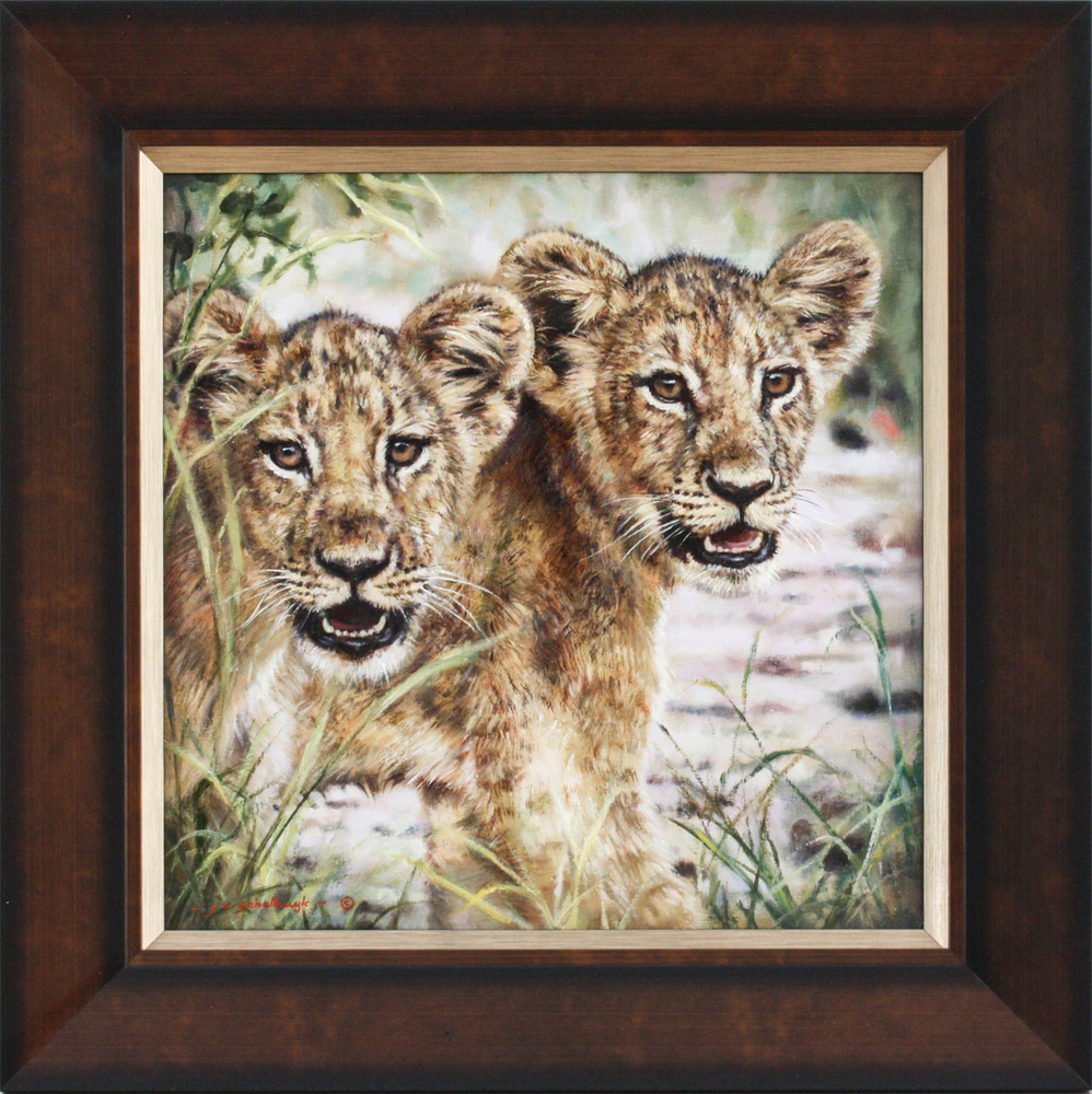 Jaco van Schalkwyk - PARTNERS IN CRIME - OIL ON BELGIAN LINEN - 17 3/4 X 17 3/4