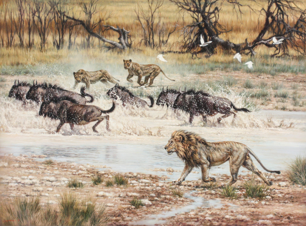 Jaco van Schalkwyk - THE HUNT - OIL ON BELGIAN LINEN - 51 7/8 X 69 3/4