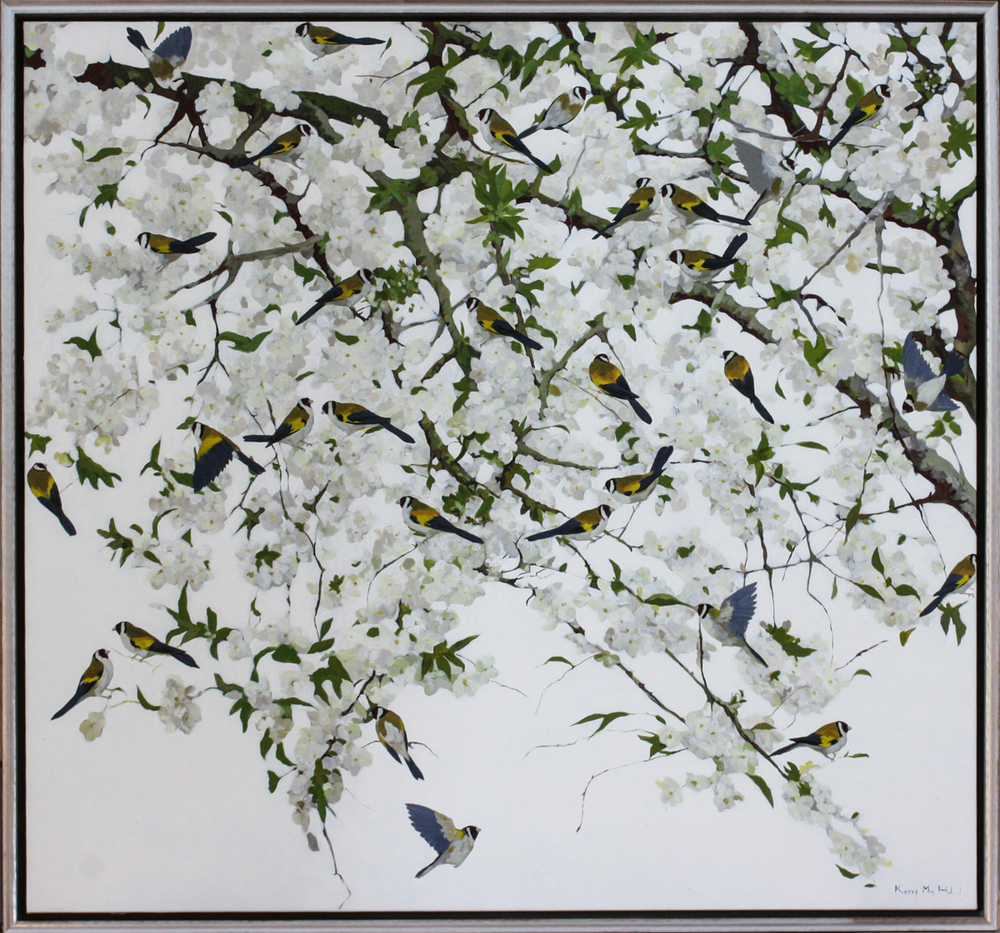 Kirsty May Hall - GOLDFINCHES - ACRYLIC ON  CANVAS - 55 X 58