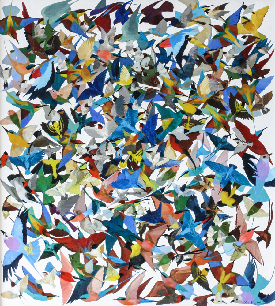 Kirsty May Hall - ALL THE BIRDS - ACRYLIC ON  CANVAS - 52 X 59