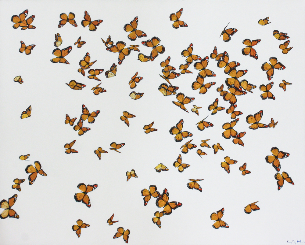 Kirsty May Hall - MONARCH BUTTERFLIES - ACRYLIC ON  CANVAS - 47 X 59