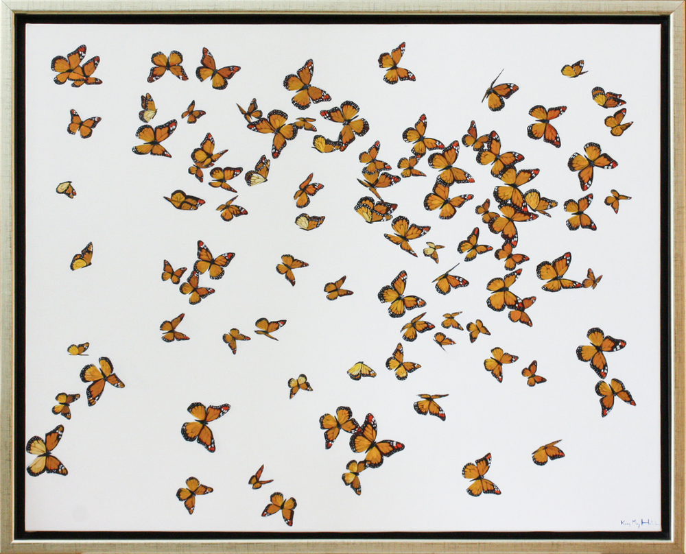 Kirsty May Hall - MONARCH BUTTERFLIES - ACRYLIC ON  CANVAS - 47 X 59