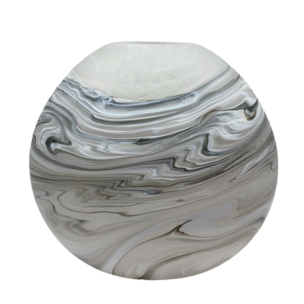 Lava Glass - EBB & FLOW - WHITE GREY - GLASS - 13 1/2 X 14 X 6 1/4