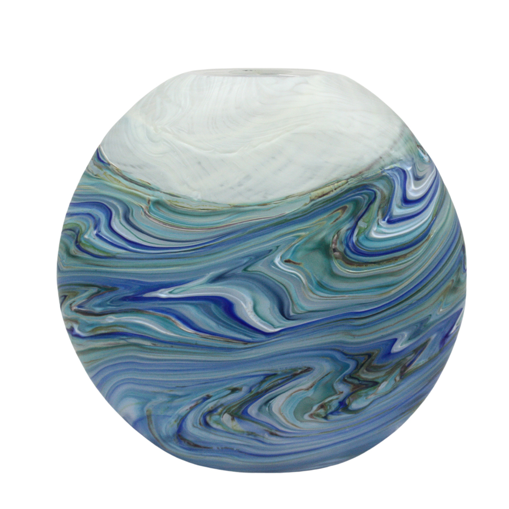 Lava Glass - EBB & FLOW - BLUE - GLASS - 13 1/2 X 13 1/2 X 5 1/2