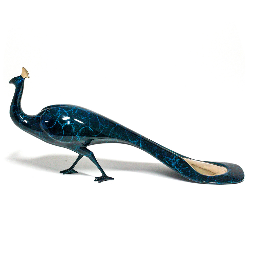 Loet Vanderveen - PEACOCK #1 (113) - BRONZE - 14 X 6.25 - These sculptures are bronze limited editions.
<br>
<br><a href="/[sculpture]/[available]-[patina]-[swatches]/">More than 30 patinas are available</a>. Available patinas are indicated as IN STOCK. Loet Vanderveen limited editions are always in strong demand and our stocked inventory sells quickly. Special orders are not being taken at this time.
<br>
<br>Allow a few weeks for your sculptures to arrive as each one is thoroughly prepared and packed in our warehouse. This includes fully customized crating and boxing for each piece. Your patience is appreciated during this process as we strive to ensure that your new artwork safely arrives.
<br>
<br>Shipping and Handling TBD