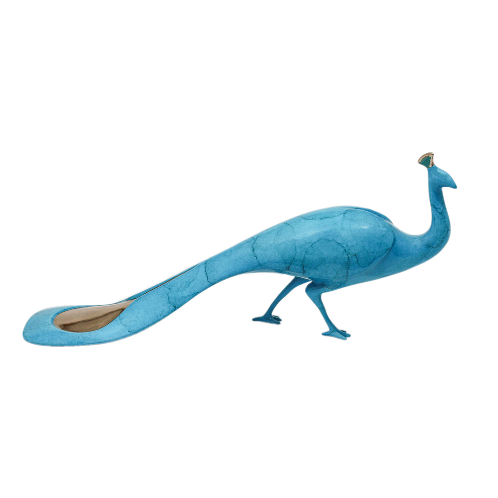 Loet Vanderveen - PEACOCK #1 (113) - BRONZE - 14 X 6.25 - These sculptures are bronze limited editions.
<br>
<br><a href="/[sculpture]/[available]-[patina]-[swatches]/">More than 30 patinas are available</a>. Available patinas are indicated as IN STOCK. Loet Vanderveen limited editions are always in strong demand and our stocked inventory sells quickly. Special orders are not being taken at this time.
<br>
<br>Allow a few weeks for your sculptures to arrive as each one is thoroughly prepared and packed in our warehouse. This includes fully customized crating and boxing for each piece. Your patience is appreciated during this process as we strive to ensure that your new artwork safely arrives.
<br>
<br>Shipping and Handling TBD