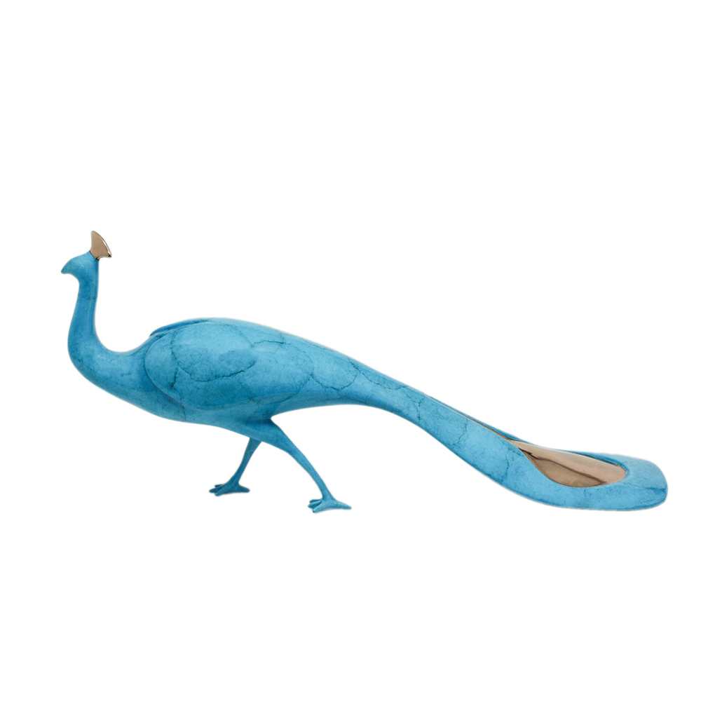 Loet Vanderveen - PEACOCK #1 (113) - BRONZE - 14 X 6.25 - These sculptures are bronze limited editions.
<br>
<br><a href="/[sculpture]/[available]-[patina]-[swatches]/">More than 30 patinas are available</a>. Available patinas are indicated as IN STOCK. Loet Vanderveen limited editions are always in strong demand and our stocked inventory sells quickly. Special orders are not being taken at this time.
<br>
<br>Allow a few weeks for your sculptures to arrive as each one is thoroughly prepared and packed in our warehouse. This includes fully customized crating and boxing for each piece. Your patience is appreciated during this process as we strive to ensure that your new artwork safely arrives.
<br>
<br>Shipping and Handling TBD