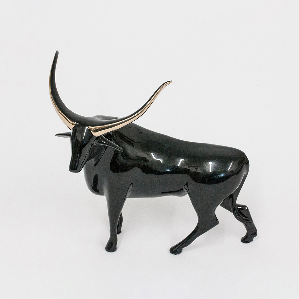 Loet Vanderveen - BULL (115) - BRONZE - 9 X 8.5 - These sculptures are bronze limited editions.
<br>
<br><a href="/[sculpture]/[available]-[patina]-[swatches]/">More than 30 patinas are available</a>. Available patinas are indicated as IN STOCK. Loet Vanderveen limited editions are always in strong demand and our stocked inventory sells quickly. Special orders are not being taken at this time.
<br>
<br>Allow a few weeks for your sculptures to arrive as each one is thoroughly prepared and packed in our warehouse. This includes fully customized crating and boxing for each piece. Your patience is appreciated during this process as we strive to ensure that your new artwork safely arrives.
<br>
<br>Shipping and Handling TBD