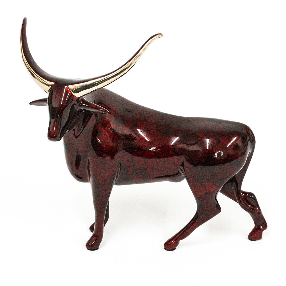 Loet Vanderveen - BULL (115) - BRONZE - 9 X 8.5 - These sculptures are bronze limited editions.
<br>
<br><a href="/[sculpture]/[available]-[patina]-[swatches]/">More than 30 patinas are available</a>. Available patinas are indicated as IN STOCK. Loet Vanderveen limited editions are always in strong demand and our stocked inventory sells quickly. Special orders are not being taken at this time.
<br>
<br>Allow a few weeks for your sculptures to arrive as each one is thoroughly prepared and packed in our warehouse. This includes fully customized crating and boxing for each piece. Your patience is appreciated during this process as we strive to ensure that your new artwork safely arrives.
<br>
<br>Shipping and Handling TBD