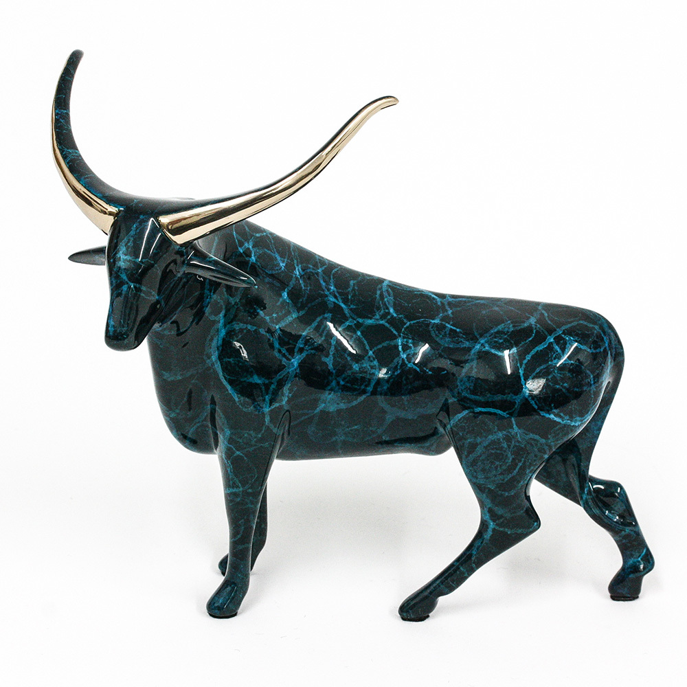 Loet Vanderveen - BULL (115) - BRONZE - 9 X 8.5 - These sculptures are bronze limited editions.
<br>
<br><a href="/[sculpture]/[available]-[patina]-[swatches]/">More than 30 patinas are available</a>. Available patinas are indicated as IN STOCK. Loet Vanderveen limited editions are always in strong demand and our stocked inventory sells quickly. Special orders are not being taken at this time.
<br>
<br>Allow a few weeks for your sculptures to arrive as each one is thoroughly prepared and packed in our warehouse. This includes fully customized crating and boxing for each piece. Your patience is appreciated during this process as we strive to ensure that your new artwork safely arrives.
<br>
<br>Shipping and Handling TBD