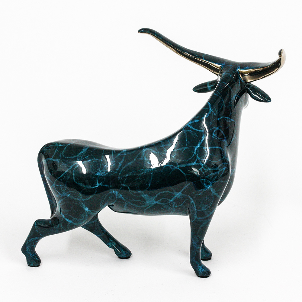 Loet Vanderveen - BULL (115) - BRONZE - 9 X 8.5 - These sculptures are bronze limited editions.
<br>
<br><a href="/[sculpture]/[available]-[patina]-[swatches]/">More than 30 patinas are available</a>. Available patinas are indicated as IN STOCK. Loet Vanderveen limited editions are always in strong demand and our stocked inventory sells quickly. Special orders are not being taken at this time.
<br>
<br>Allow a few weeks for your sculptures to arrive as each one is thoroughly prepared and packed in our warehouse. This includes fully customized crating and boxing for each piece. Your patience is appreciated during this process as we strive to ensure that your new artwork safely arrives.
<br>
<br>Shipping and Handling TBD